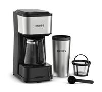 Krups Cafetière Simply Brew 3 en 1 3 options d'infusion Café américain Carafe verre résistant Tasse voyage acier inoxydable double paroi KM207D
