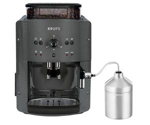 Krups Essential grise Machine à café à grain 5 boissons mousseur de lait Broyeur à café grains + Pot à lait