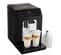 Krups Machine à café à grain avec pot à lait inox, 2 tasses simultanée, Ecran OLED, 15 boissons préenregistrées, Extra shot pour plus d’intensité, Nettoyage automatique, Evidence noire EA891810