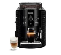 Krups Machine à café grain, machine expresso, 2 tasses en simultané, Nettoyage automatique, Buse vapeur pour Cappuccino, Cafetière espresso, Essential noire YY8125FD, Noir