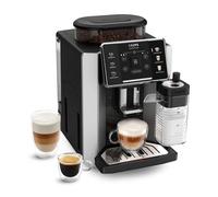 Krups Sensation Lait, Machine à café grains, Expresso automatique, 6 boissons, Carafe à lait Cappuccino, Interface tactile, Nettoyage automatique, Silver, EA912E10