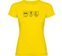 Kruskis Sleep Eat And Fish Short Sleeve T-shirt Jaune 2XL Femme