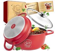 KRUSTENZAUBER Cocotte en fonte d'aluminium de 24 cm avec couvercle - Avec couvercle en verre - Cocotte et poêle en aluminium - 6 l - Idéal pour rôtir à induction