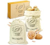 KRUSTENZAUBER Lot de 2 sacs à pain en lin - 40 x 30 cm - Pour le stockage du pain - Idéal pour le pain, les petits pains, les accessoires de cuisson