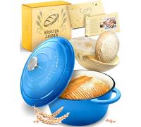 KRUSTENZAUBER Marmite en fonte avec panier de fermentation - En émail de qualité supérieure - 26 cm - Idéal pour la cuisson, la cuisson du pain, les accessoires de cuisson du pain