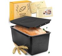 KRUSTENZAUBER Moule à pain avec couvercle - Moule à pain en acier au carbone pour une répartition parfaite de la chaleur jusqu'à 260 °C - Idéal pour le levain et le pain à boîte - Moule à pain