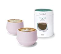 KRUVE IMAGINE Lot de 2 tasses à café latte en porcelaine à double paroi Design sphérique pour latte Art Rose 150 ml