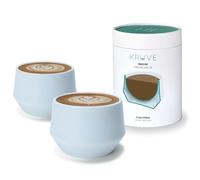 KRUVE Imagine Lot de 2 tasses à café latte en porcelaine à double paroi - Design sphérique thermique pour latte art, tasses à café isothermes pour rétention de la chaleur (bleu)