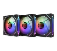 KRUX Corvus Reverse 120 ARGB Kit de ventilateur pour PC 3 x 120 mm, jusqu'à 1600 tr/min, réglage de la vitesse PWM, roulement hydraulique, supports en mousse amortissant les vibrations, effet miroir