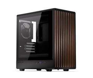 KRUX Helio, boîtier microATX Mini ITX, design en bois véritable, fenêtre en verre, ventilateur PWM 120 mm, USB-C, USB 3.0, GPU jusqu'à 320 mm, CPU jusqu'à 175 mm, filtre à poussière, noir avec façade