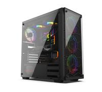 KRUX KRX0007 Boîtier PC Bureau Noir, compatible ATX, 2x 3.5", 3x 2.5", vitre latérale, éclairage, filtre anti-poussière, gestion câbles, 211x453x455mm