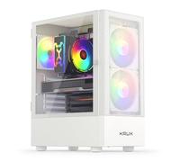 KRUX Vako KRXD005 Boîtier de PC de Gaming ATX mATX Blanc, 2 Ventilateurs de 140 mm, intérieur spacieux, boîtier PC ATX, Bon Flux d'air, Distance GPU jusqu'à 310 mm, boîtier PC Blanc, KRXD005