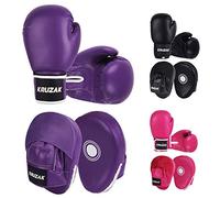 Kruzak Ensemble de gants de boxe et gants de boxe pour kickboxing et muay thai, MMA - Kit de fitness avec coussinets de frappe pour arts martiaux et karaté - Violet - 473 g