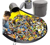 Kruzzel 19556 Panier à jouets pliant avec tapis de jeu 2en1 gris-jaune