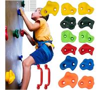 KRUZZEL 25394 Lot de 12 poignées d'escalade d'intérieur pour enfants, multicolores, 2 poignées + vis jusqu'à 150 kg, intérieur et extérieur, accessoires pour mur d'escalade