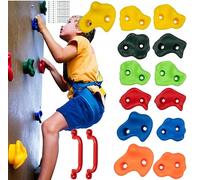KRUZZEL 25396 Lot de 15 poignées d'escalade d'intérieur pour enfants, multicolores, 2 poignées + vis jusqu'à 150 kg, intérieur et extérieur, accessoires pour mur d'escalade
