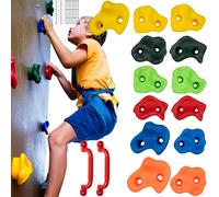 KRUZZEL 25396 Lot de 15 poignées d'escalade d'intérieur pour enfants, multicolores, 2 poignées + vis jusqu'à 150 kg, intérieur et extérieur, accessoires pour mur d'escalade