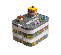 KRUZZEL 25756 Boîte de Rangement avec Couvercle à 2 étages 15 l - Caisses de Rangement avec Couvercle pour Lego Transparent - Boîtes empilables sûres, empilables