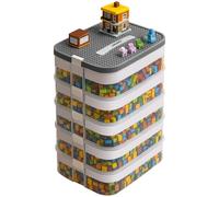 KRUZZEL Boîte de rangement 35 l avec poignée et séparateurs - Boîte empilable à 5 étages - Transparente - Pour jouets et fournitures scolaires - Pour enfants