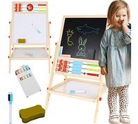 KRUZZEL Tableau Pliant pour Enfants avec Craie et Aimant à Partir de 3 ans en Bois - Tableau Noir et Blanc - avec Compartiment de Rangement Pratique pour Accessoires 22472