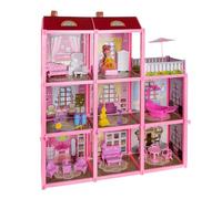 KRUZZEL Toys'n Learn Maison de Poupée Fashion Villa - 3 étages - 8 pièces + Terrasse - Dès 3 Ans