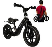 KRUZZEL Vélo d'apprentissage pour enfants à partir de 2 ans - cadre en magnésium, pneus Eva 12 pouces, noir, avec sangle 25767
