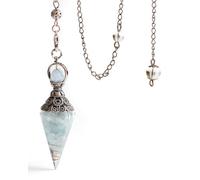 KRVNTH Pendule Divinatoire de Thot, Cristal Hexagonal Bleu pour Reiki, Équilibrage Chakra, Dowsing, Guidance & Protection