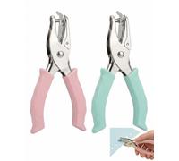 KRVNTH Perforatrice Manuelle 1 Trou (Lot de 2, 3mm & 6mm) Acier Trempé - Vert & Rose | Coupe Franche & Prise En Main Sécurisée | Idéale pour Scrapbooking, Cuir, Tissu
