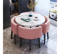 KRXSOBNV, 80 cm Ronde 1 Table avec 4 chaises, Ensemble de Meubles Cuisine et Salle à Manger Nordique for Balcon Chambre café hôtel Couloir Appartement Salon,Table de conférence