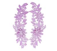 KRXSOBNV, Appliques de Dentelle brodées 3D for décoration de Robe de mariée, Accessoires de Couture de vêtements à Faire soi-même ，Appliqués à Coudre(Light Purple)