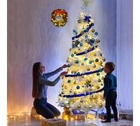 KRXSOBNV Arbre de Noël, avec Support en métal, Branches de pin artificielles réalistes(8Ft/2.4M)