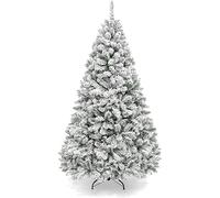 KRXSOBNV Arbre de Noël, Épicéa Artificiel avec Flocage Blanc épais, léger et Facile à(7FT/210CM)