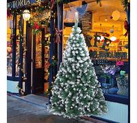 KRXSOBNV Arbre de Noël, Neige Artificielle saupoudrée de Blanc, avec Branches et Support(Frosty Green,5.5FT)