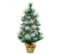 KRXSOBNV Arbre de Noël, Sapin de Noël Artificiel 60 cm (2 Pieds) avec Pommes pin et(Green+White)