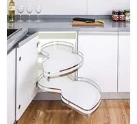 KRXSOBNV, Armoire d’Angle Extensible for Cuisine, Armoire d’Angle Extensible for armoires de 36"/900 mm, Double étagère carrousel, carrousel d’Angle de Cuisine,Organisateur de Coin de Cuisine(White R
