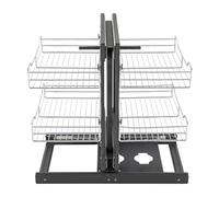 KRXSOBNV, Armoire d'angle Aveugle extractible, Panier Coulissant à 2 Niveaux, Organiseur d'armoire de Cuisine Coulissant avec Quatre étagères for Armoire de 31,5", Montage inférieur,Organisateur de c