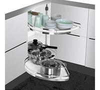 KRXSOBNV, Armoire d'angle de Rangement extractible for Armoire de 36 pouces/900mm, étagère Double carrousel, carrousel d'angle de Cuisine,Organisateur de Coin de Cuisine(White Left)