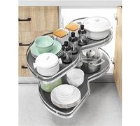 KRXSOBNV, Armoire de Cuisine étagères coulissantes d'angle Aveugle Support de Rangement carrousel Plateau pivotant à 2 Niveaux Organisateur extractible étagère d'angle rotative réglable en Hauteur,Or