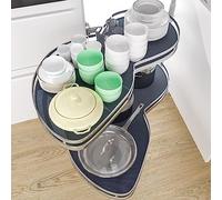 KRXSOBNV, Armoires de Cuisine à Panier d'angle, Armoire d'angle à Plateau pivotant à 2 Niveaux, étagère de Rangement Polyvalente, Armoire d'angle pivotante, étagère Aveugle,Organisateur de Coin de CU