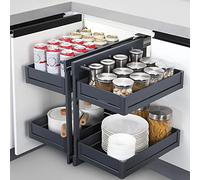 KRXSOBNV, avec 4 étagères réglables en Hauteur, Guide d'amortissement Robuste, Rangement d'armoire d'angle for Armoire de Cuisine, Ouverture ≥ 15 Pouces,Organisateur de Coin de Cuisine
