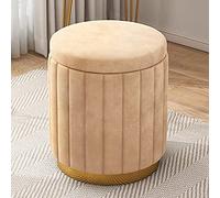 KRXSOBNV, Avec base dorée - Grand repose-pieds rond en peluche et chaise de coiffeuse, pour une décoration d'intérieur élégante - Rangement doux et spacieux, repose-pieds (jaune)