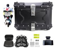 KRXSOBNV, Bagage de Moto en Aluminium avec Serrure de sécurité, boîte de Rangement for Casque, for Magasin de Grands Bagages for Casque,Support de Coffre de Moto(Black,100L)