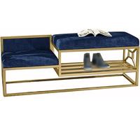 KRXSOBNV Banc à Chaussures en métal, Banc de Rangement, Organisateur de Chaussures, Banc rembourré, étagère à Chaussures for entrée(Blue,80 * 35 * 45cm)