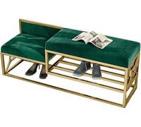 KRXSOBNV Banc à Chaussures en métal, Banc de Rangement, Organisateur de Chaussures, Banc rembourré, étagère à Chaussures for entrée(Green,80 * 35 * 45cm)