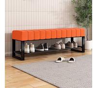 KRXSOBNV Banc à Chaussures rembourré avec Rangement, Banc for Chambre à Coucher, étagère à Chaussures à 2 Niveaux en métal Noir for Placard, Couloir, Porte, Salon, vestiaire(Orange,100 * 32 * 45cm)