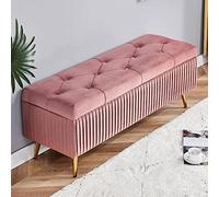 KRXSOBNV, Banc de Rangement avec Pieds en métal doré - Repose-Pieds Moderne en Velours for Salon, Chambre à Coucher - Extrémité élégante capitonnée avec Boutons,Tabourets(Pink a,80x40x45cm(31x16x18in