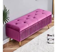 KRXSOBNV, Banc de Rangement avec Pieds en métal doré - Repose-Pieds Moderne en Velours for Salon, Chambre à Coucher - Extrémité élégante capitonnée avec Boutons,Tabourets(Purple,80x40x45cm(31x16x18in