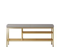 KRXSOBNV Banc de Rangement de Chaussures, Organisateur de Chaussures, Armoire à Chaussures, avec Rangement et sièges, for Salon, Bout de lit de Chambre à Coucher, Couloir(Grey+Gold)