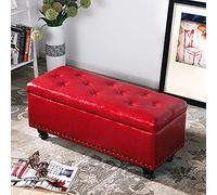 KRXSOBNV, Banc de Rangement en Cuir PU, Bout de lit, Repose-Pieds Multifonctions Modernes, for Chambre à Coucher, Salon,Tabourets(Dark Red,80x40x45cm(31x16x18inch))