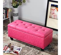 KRXSOBNV, Banc de Rangement en Cuir PU, Bout de lit, Repose-Pieds Multifonctions Modernes, for Chambre à Coucher, Salon,Tabourets(Pink,80x40x45cm(31x16x18inch))